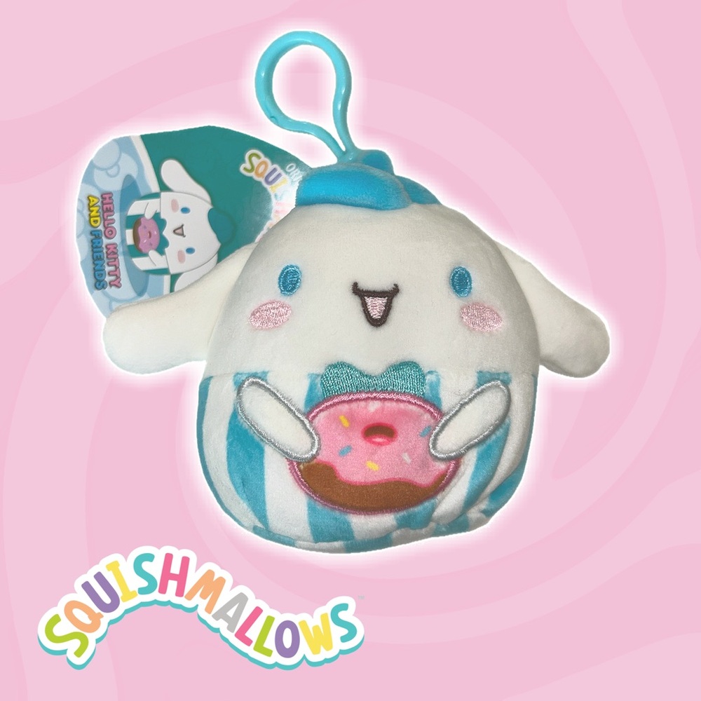 🍦💕 Cinnamoroll Holding Donut • Clip On Plush Keychain  3.5inch Original Sanrio